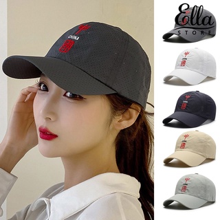 Ellastore123 หมวกเบสบอล ผ้าตาข่าย ปักลายตัวอักษร สําหรับผู้ชาย ผู้หญิง