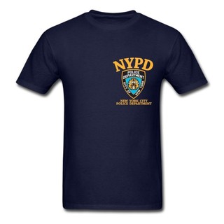 【2022New】เสื้อยืดคอก ลมแขนสั้นพิมพ์ลายกราฟฟิค nypd สไตล์ฮิปฮอปสําหรับผู้ชายสีน้ําเงิน