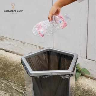 GOLDEN CUP ถังขยะพลาสติกใส ถังขยะห้าง หนา ห้าเหลี่ยม 56 ลิตร รุ่น AG3256