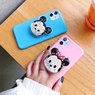 Xiaomi Mi Note 10 Pro Note10 Lite 9 9se 8 Lite 8se 10lite 10pro redmi note11s note10 Silicone Cartoon Cute Mickey Minnie Quicksand Folding Stand Soft Phone Case