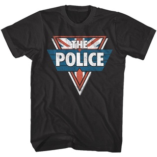 คอลูกเรือพร้อมส่ง เสื้อยืดแขนสั้น ผ้าฝ้าย 100% พิมพ์ลาย Sting The Police Union Jack British Triangle Rock Band Tour Merc