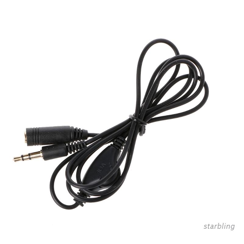 Star  3.5mm Male To Female 3-Pole Plug Jack Stereo Audio Aux Cable With Volume Control