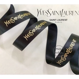 ริบบิ้น YvesSaintLaนrent ของแท้สีดำและแดงพิมพ์อักษรทอง กว้าง 1.6 ซม.และ 2.0 ซม.
