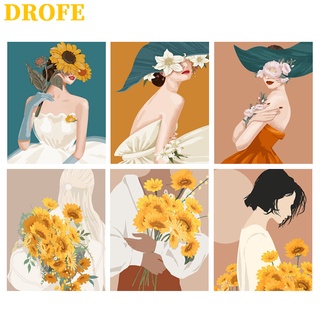 Drofe 【40X50 ซม.】~ ภาพวาดรูปดอกไม้สําหรับตกแต่งผนัง