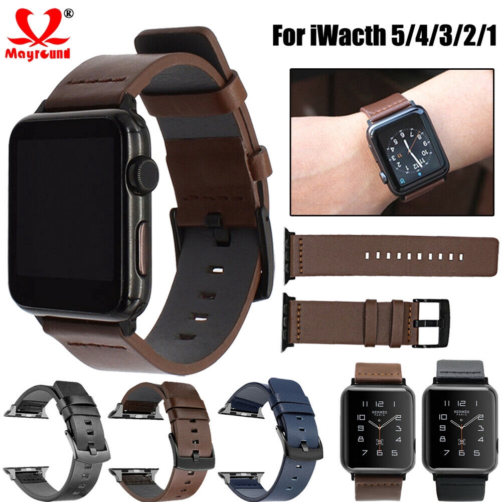 สายนาฬิกาข้อมือหนังแท้ สำหรับ Apple Watch series 5 4 3 2 1