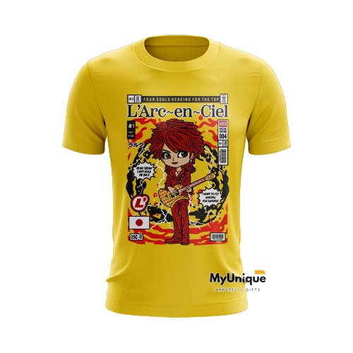 เสื้อยืด พิมพ์ลาย MyUnique Pop Culture L'ARC-EN-CIEL HYDE เลือกลายได้ สีเหลือง
