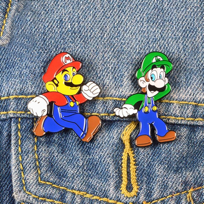 &gt; Ready Stock &lt; ❉ Super Mario Bros Pins ❉ 1Pc Mario / Luigi Enamel Collection Brooch Pins