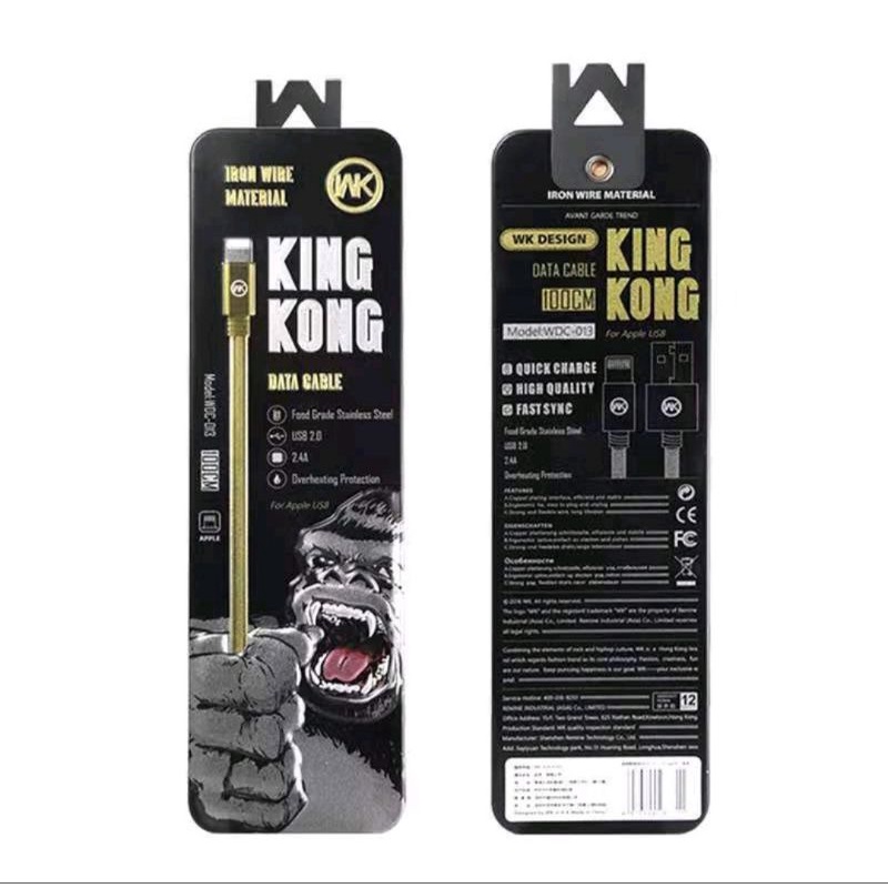 WK สายชาร์จคิงคอง กล่องอลูมิเนียม WDC-013 kingkong สำหรับ iphone