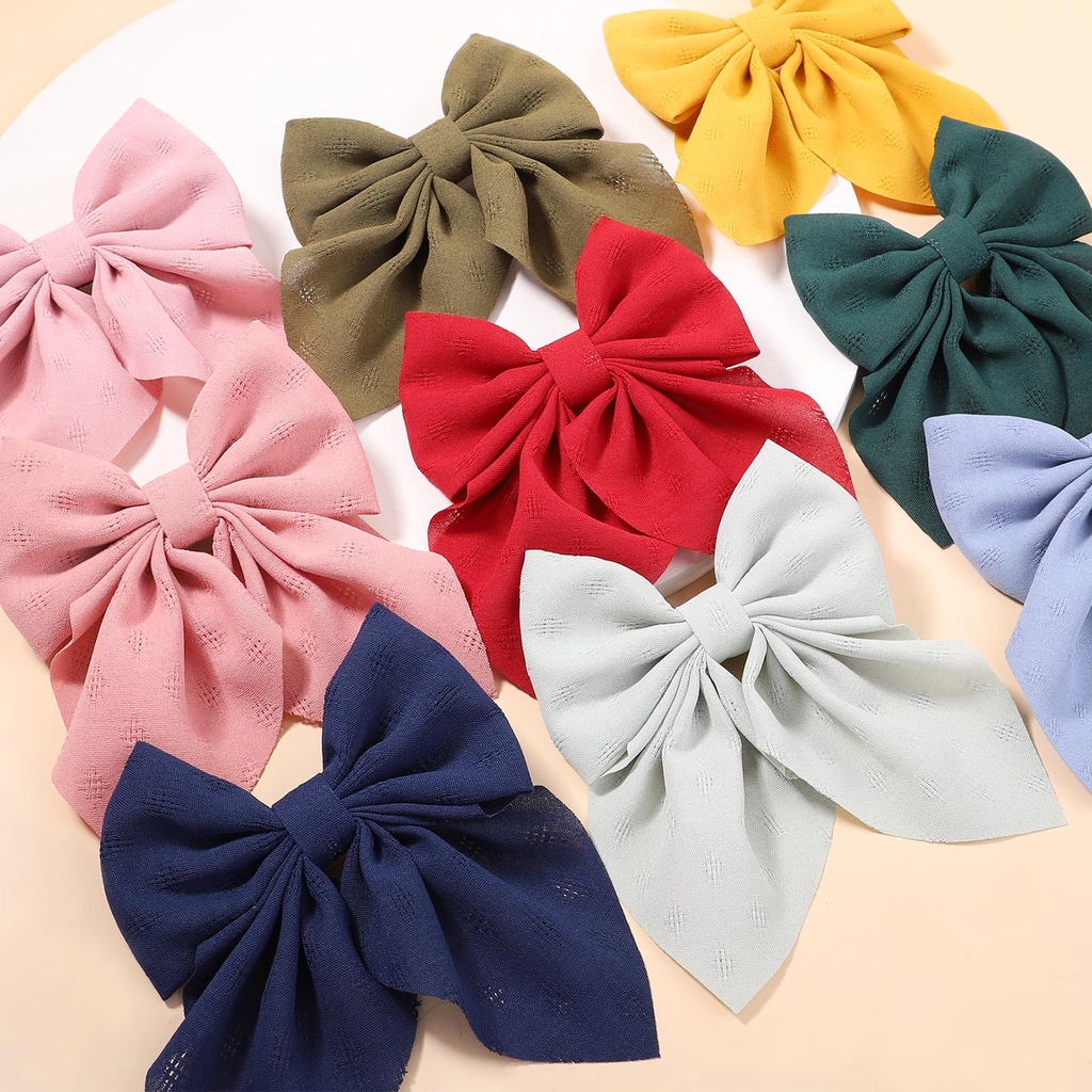 กิ๊บติดผม ผ้าฝ้าย และผ้าลินิน หลากสี เครื่องประดับ สําหรับผู้หญิง จํานวน 5 นิ้ว 1 ชิ้น