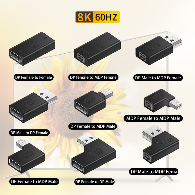 Displayport 1.4 ถึง Mini Displayport Cable Adapter Plug Converter Connector 8K @ 60Hz DP วิดีโอสําหรับแล็ปท็อปโปรเจคเตอร์