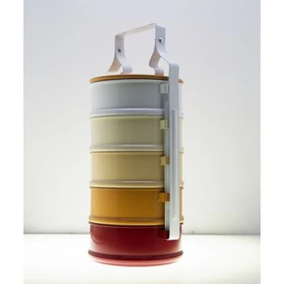 ปิ่นโตเคลือบสี ทรงตรง ขนาด 14 c.m. (ทางร้านเลือกสีให้)