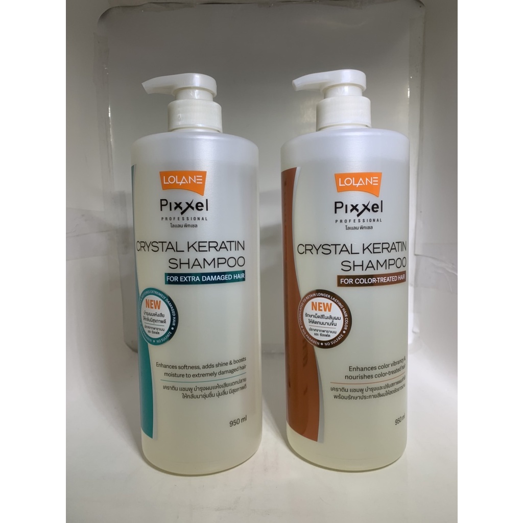 Lolane Pixxel crystal keratin shampoo โลแลน พิกเซล เคราติน แชมพู สูตรบำรุง 950 มล แชมพู ยาสระผม ผมแห้งเสีย ผมทำสี