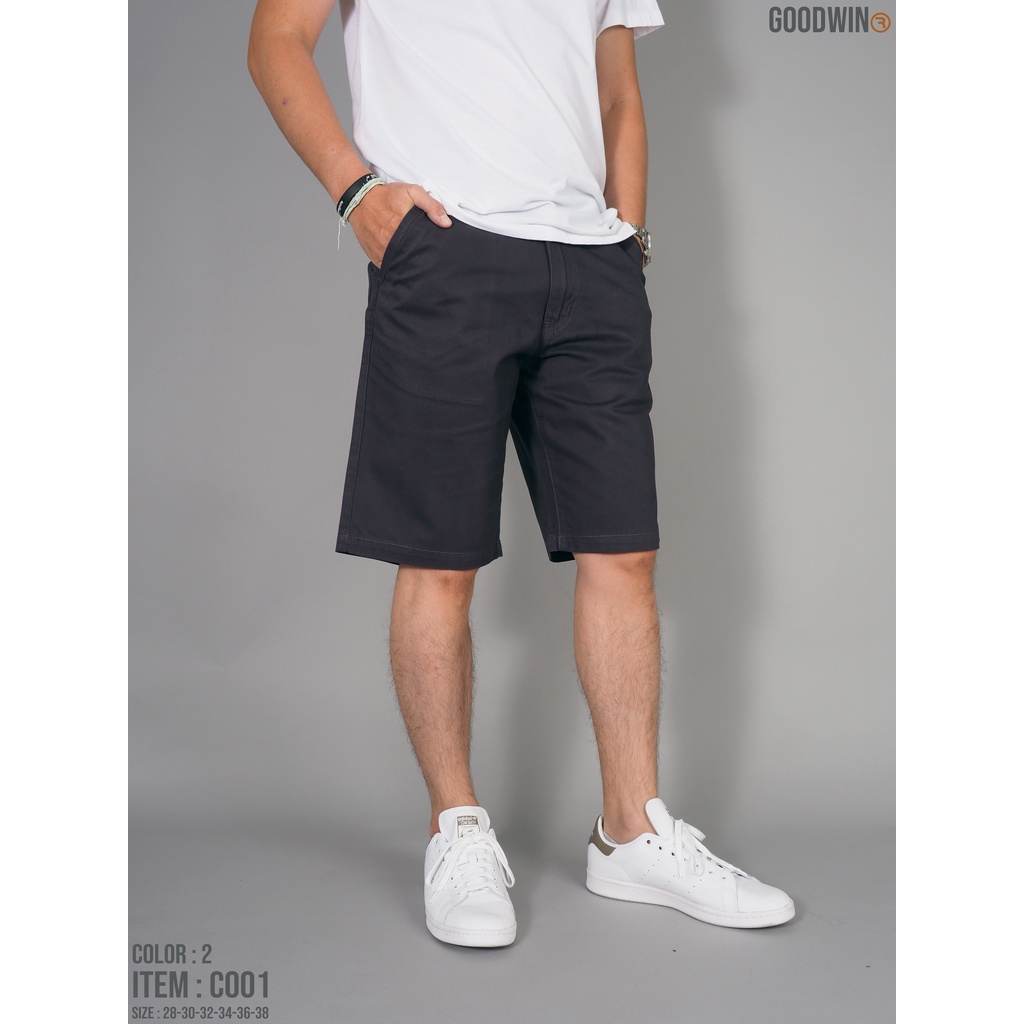 GW C001 กางเกงขาสั้น ผู้ชาย ผ้าคออตต้อน สีพื้น ยาว21 นิ้ว ไซส์ 28-38 Goodwin Brand