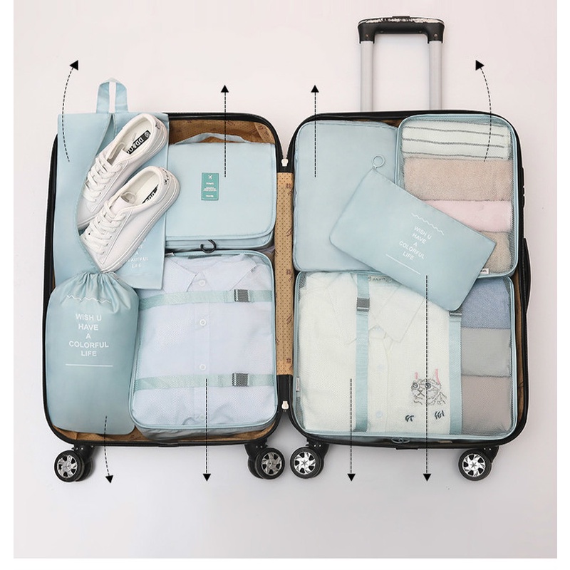 【8 ชิ้น Set】 กระเป๋าจัดระเบียบเดินทาง กระเป๋าจัดระเบียบ ถุงเก็บซิปหนา กระเป๋าเก็บของเดินทาง ออแกไนเซอร์ 8ชิ้น