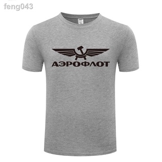 ♝∏เสื้อยืดแขนสั้นผู้ชายสไตล์ใหม่ 2021 ที่มีปัญหา aeroflot russian airlines Top Printed