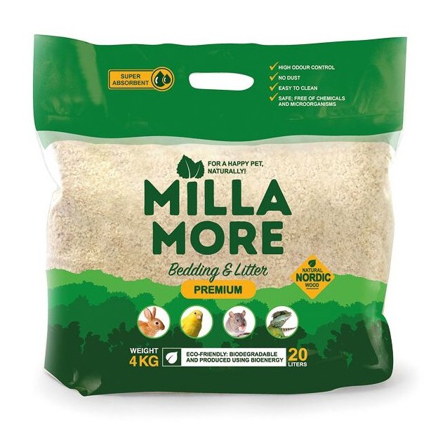 Millamore 4 kg. รองกรง หนูแฮมเตอร์ ชินชิลล่า กระต่าย งู อื่นๆ Premium 4 KG. (20L) MillaMore