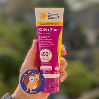 Cancer Council SPF 50+ Kids + Zinc Sunscreen 75ml Tube ✅แท้จากออสเตรเลีย✅ ครีมกันแดดเด็ก