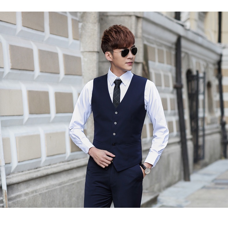 Men Korean Style Slim Fit Suit Waistcoat Spring And Autumn Thin Mid-Autumn Festival PLANTERS Business England Vest Beckh #4