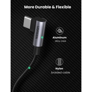 UGREEN สายเคเบิล USB C เป็น USB C หัว 90 องศา กำลังไฟ 100W 5A