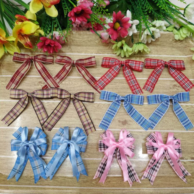 Back to school!!! โบว์นักเรียนลายสก๊อต 1ชั้น ราคาต่อคู่ BOW-PS11/22