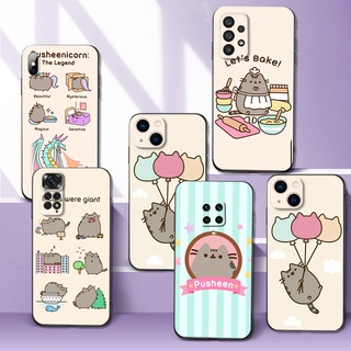 เคสโทรศัพท์มือถือ ซิลิโคนนิ่ม Tpu ลายแมวน่ารัก Pusheen the cute สีดํา สําหรับ Xiaomi Redmi Note 11 Pro 5G 4G 11S POCO M4 Pro 4G 5G