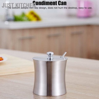 Just Kitchen Stainless Steel Seasoning Pot Can Spice Condiment Bottle Jar with Cover Spoon