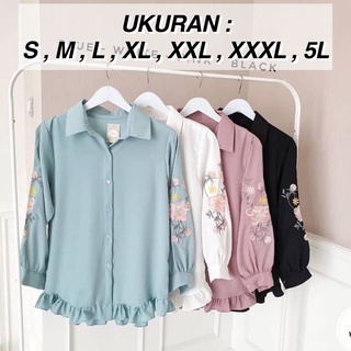 I CUCI GUDANG I ( 5L XXXL XXL XL L M S ) ATASAN WANITA BEST SELLER / floria shirt | PAKAIAN WANITA BIGSIZE | KEMEJA BORDIR JUMBO