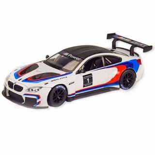 รถโมเดลแต่งสวยงาม Msz 68255 BMW M6 GT3 สเกล 1:24 ประตูรถและกระโปรงหน้าเปิดได้ สีขาว