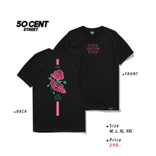 ราคา50 Cent ® เสื้อยืด แขนสั้น ลาย กุหลาบ Love Rose สีดำ เสื้อยืดผู้ชาย เสื้อยืดชาย M, L, XL, 2XL tsS-3XL