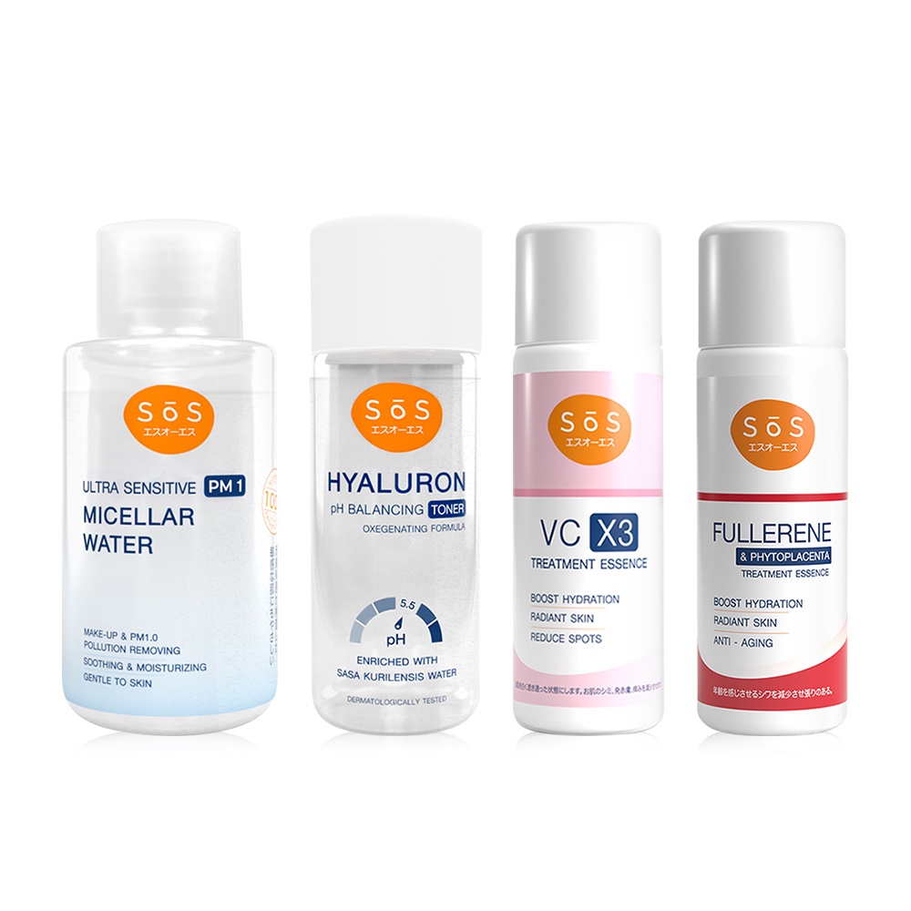 SOS Set Mini Series [4pcs] เซทผลิตภัณฑ์ดูแลผิวไซส์มินิ รวม 4 ผลิตภัณฑ์ ...