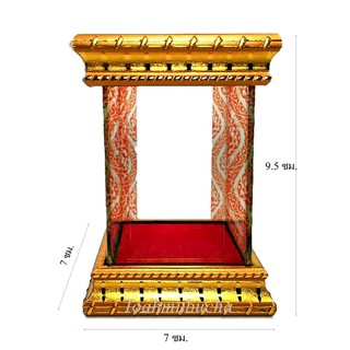 ตู้ครอบพระ ตู้กระจกลายไทย ขนาดด้านนอก 7x7x9.5 ซม. ขนาดด้านใน 5x5x7 ซม. NO.1