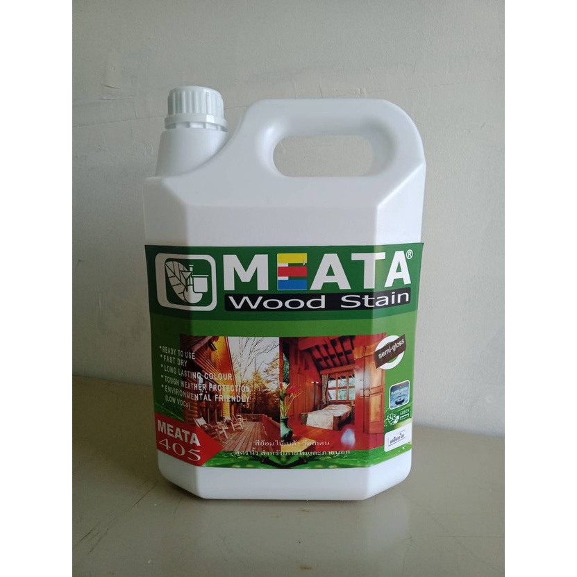 สีย้อมไม้ ( สูตรน้ำ) (M405)MEATA WOOD STAIN ชนิดกึ่งเงา (ขนาด 5 ลิตร)