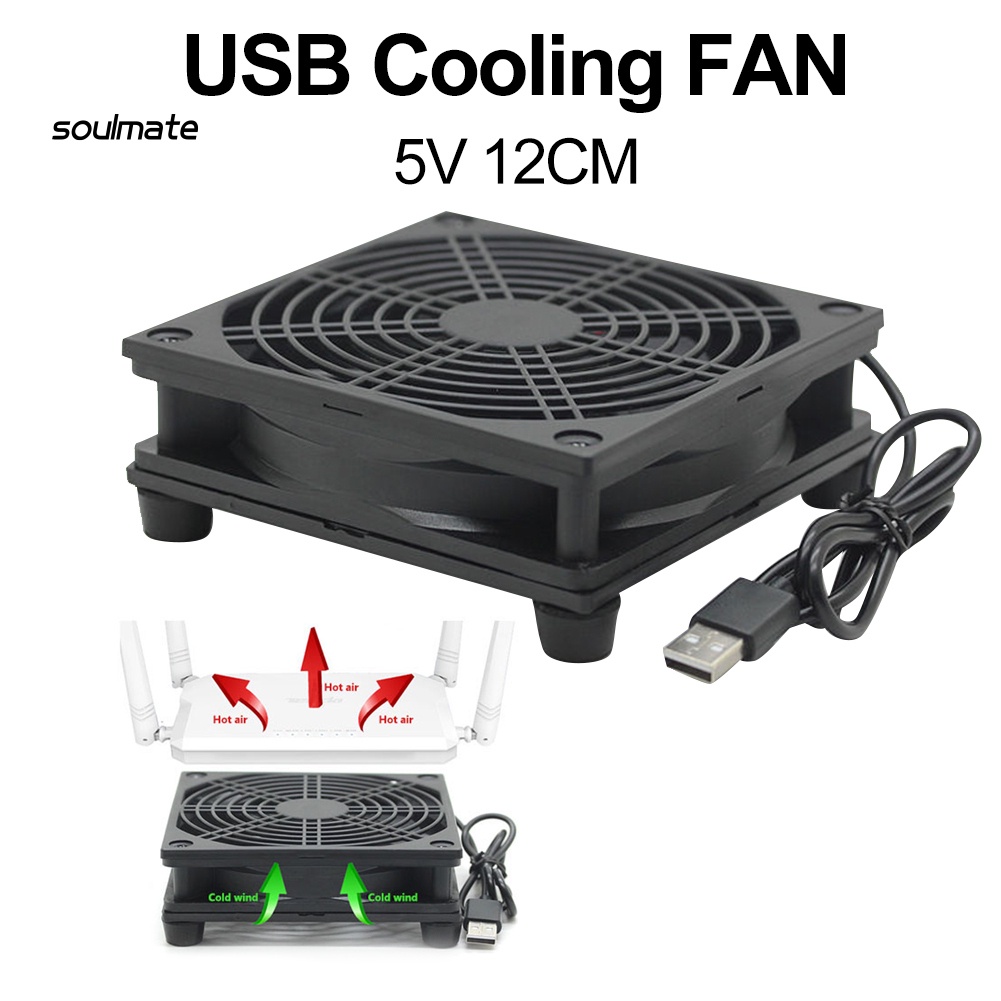 Sou_ พัดลมระบายความร้อน พาวเวอร์ซัพพลาย 5V USB ขนาด 12 ซม. สําหรับกล่องทีวี
