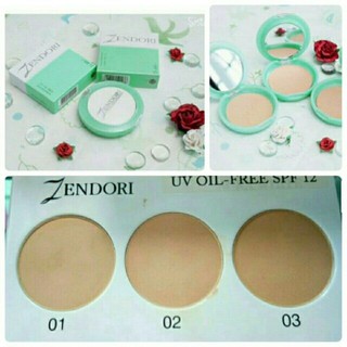 แป้ง Zendori UV Oil-Free Foundation SPF12 แป้งคุมมัน สำหรับสาวผิวมันโดยเฉพาะ คุมได้อยู่หมัด ตลับเขียว