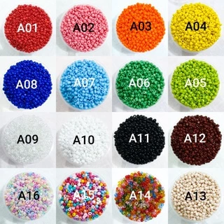 [A17-A32] ลูกปัดเม็ดทราย 3มิล 25g+ (800เม็ด+)