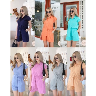 ชุดเซ็ท ผ้าฝ้าย สีพื้น มี 7 สี เสื้อเชิ้ตคอปกแขนสั้นขาสั้น