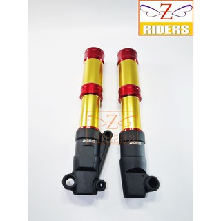 กระบอกโช๊คหน้า MORIN FINO โช๊ค ZX เยื้อง 2 สี หัวดำ สีแดงสลับทอง (ใส่กับปั๊มเบรคเดิม จานเบรคขนาดเดิม)