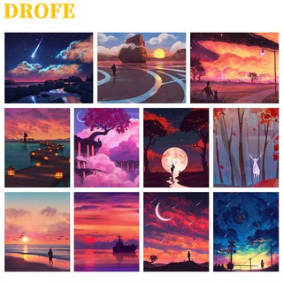 Drofe ภาพวาดสีน้ำมัน ตามตัวเลข สําหรับตกแต่งบ้าน ( 40X50 ซม . )