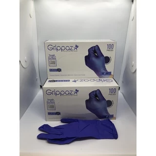 ถุงมือไนไตรไม่มีแป้ง กริฟพาส Grippaz หนา 5 มิล 9 นิ้ว ลายเกล็ดปลา สีฟ้าม่วง สีฟ้า 100 Pcs/กล่อง