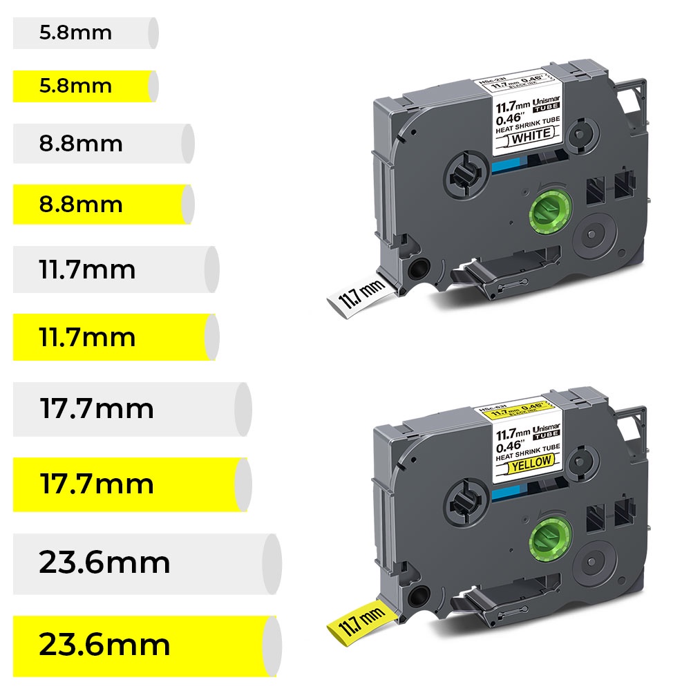 เทปฮีทซิงค์ 5.8 8.8 11.7 มม. สําหรับเครื่องพิมพ์ฉลาก Brother hse Tape ท่อหดความร้อน hse231 hse211 hse221 hse241 hse251 hse631 hse621 hse611 hse651 hse-231