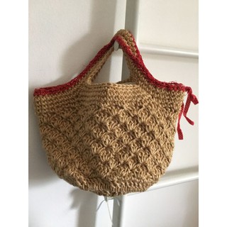 เล็กๆน้าร้าก กระเป๋าสาน Jute Crochet Bag บุผ้าลายดอก เชือกปอกระเจา กระเป๋าสาส ธรรมชาติ ลินิน ลายดอก ลาย cath kidston