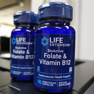 Life Extension BioActive Folate Vitamin B12 Methylcobalamin กรดโฟลิค​ โฟเลต Folic Acid