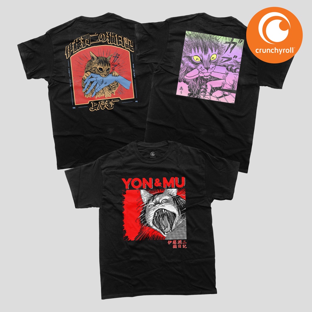 (เสื้อยืดอนิเมะ) Junji ITO X CRUNCHYROLL - YON & MU SERIES | เสื้อเชิ้ตแขนสั้น พิมพ์ลายการ์ตูนอนิเมะ
