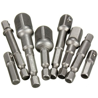 อะแดปเตอร์ซ็อกเก็ต Hex Shank to 1/4 3/8 1/2 Impact Driver Drill Bits Bar 8 ชิ้น