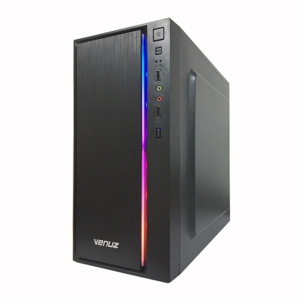 VENUZ micro ATX Computer Case VC 3406 with RGB LED Lighting - Blackปรกัน 1ปี