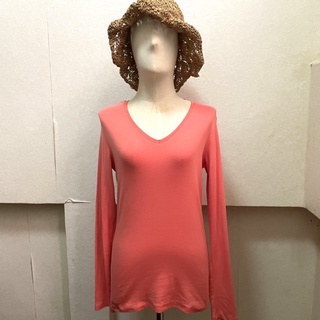 (มือ2) เสื้อยืดตัวยาว แขนยาว สีส้ม