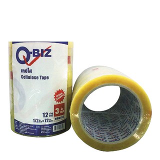 คิวบิซ เทปใส เซลลูโลส กาวยาง แกนใหญ่ แพ็ค 12 ม้วน  CubicZ Clear Cellulose Adhesive Tape Large Core Pack 12 Rolls