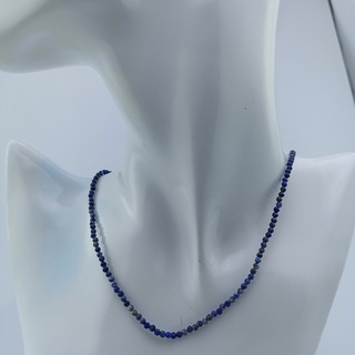 Silver thai 925 Sterling Silver Lapis Lazuli Beads Necklace สร้อยคอลูกปัดเงินแท้ 925หินลาพิสลาซูลี