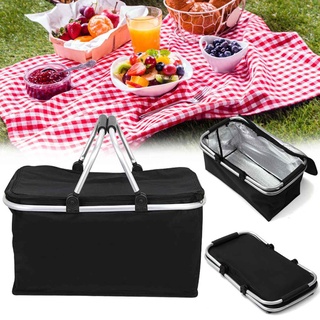 Folding Picnic Camping Bags Insulated Cooler Cool Hamper Storage Basket Bag Box Outdoor School Camp