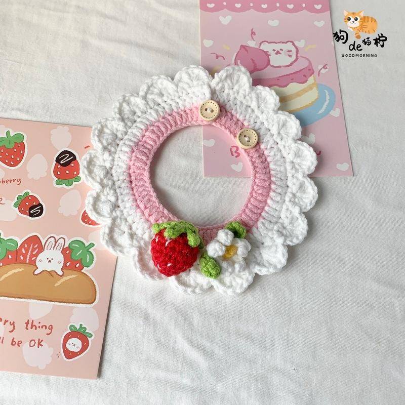 ปลอกคอ ผ้าพันคอ ผ้าวูลถักโครเชต์ แฮนด์เมด สําหรับสัตว์เลี้ยง สุนัข แมว กระต่าย Diy - รูปที่ 7